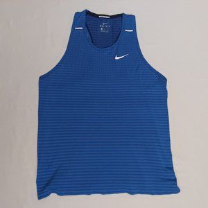Nike Dri-FIT Miler Tank Top Mens Medium Blue Silver Running Gym Workout Shirt